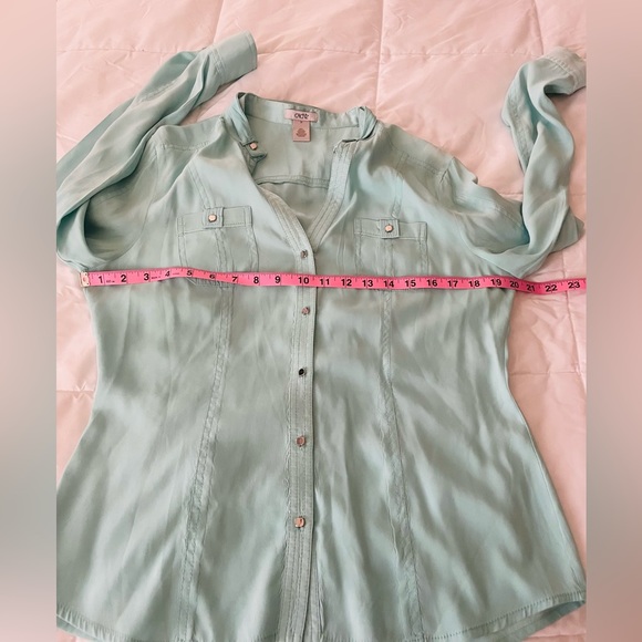 Y2K Cache Silk Blouse w/silver button detail Size - M - Picture 7 of 9